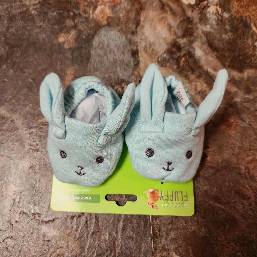 Happy Go Fluffy Bunny Baby Booties - Size 0-6months - NWT